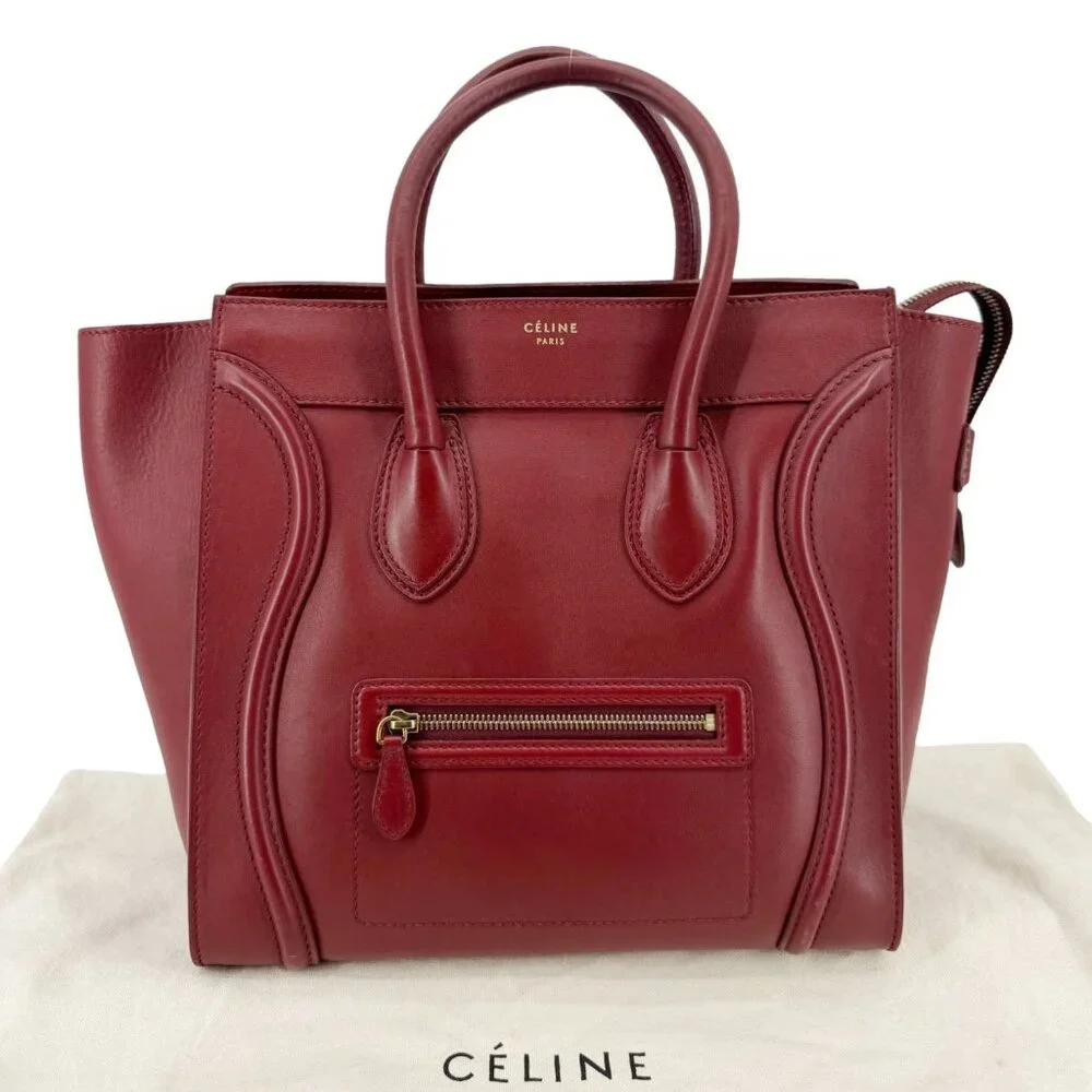 Celine  Nano Luggage Leather Satchel Bag Burgundy - Picture 3 of 15